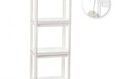 estantería blanca baño