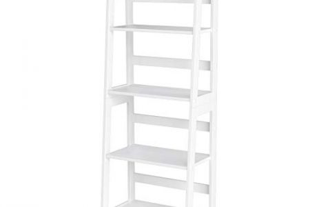 estantería blanca escalera