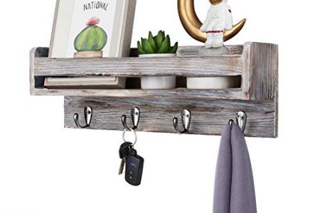 Perchero pared madera con estantería