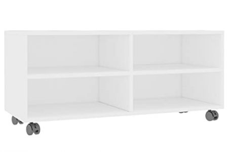 Mueble tv blanco con ruedas