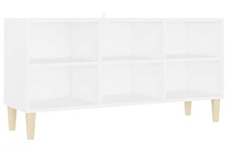 Mueble tv madera maciza blanca
