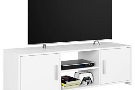 Mueble tv madera y blanco