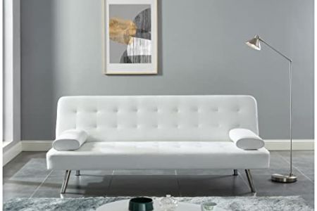 Sofá cama piel sintetica blanco