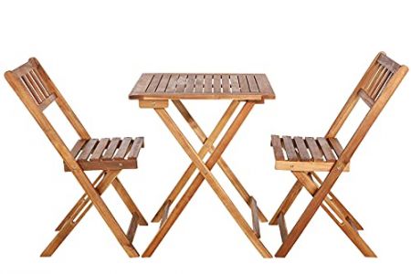 Conjunto jardín mesa y sillas madera