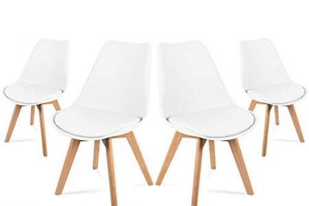 Silla blanca patas madera